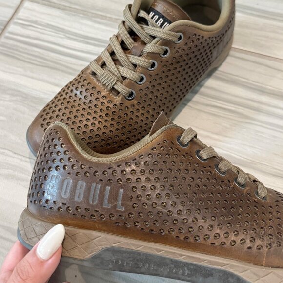 Nobull Sand Leather Trainers Athletic Sneakers Perforated Shoes Workout Brown 7 - Picture 7 of 10